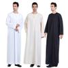 Adhdyuud Men's Dubai Arab Robes Muslim Round Neck Long Sleeve Dubai Middle East Islamic Ramadan Caftan Thobe Beige S view 2