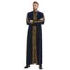 Adhdyuud Men's Middle East Muslim Embroidery Robe Arabian Islamic Prayer Dress National Caftan Thobe Navy Blue L view 1