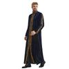 Adhdyuud Men's Middle East Muslim Embroidery Robe Arabian Islamic Prayer Dress National Caftan Thobe Navy Blue L view 3