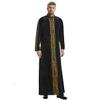 Adhdyuud Men's Middle East Muslim Embroidery Robe Arabian Islamic Prayer Dress National Caftan Thobe Navy Blue L view 4