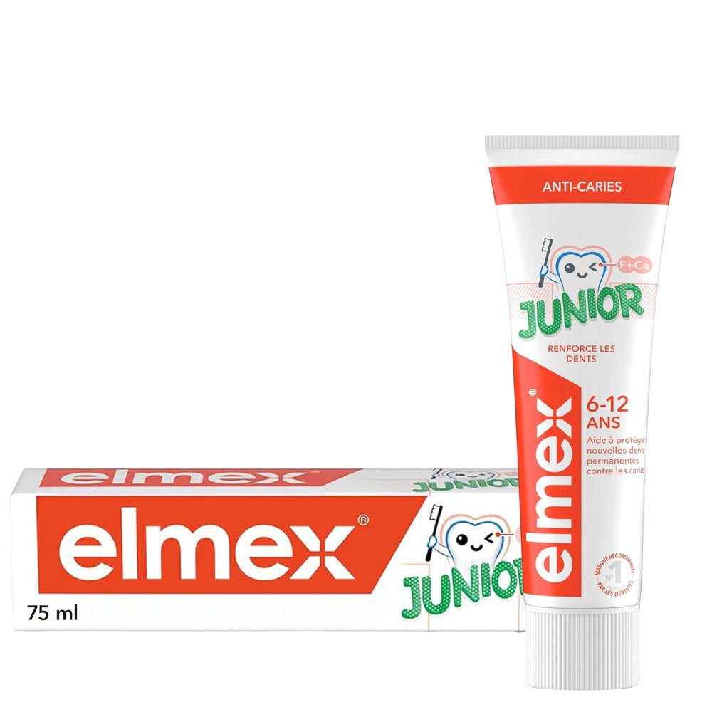 Elmex Junior Toothpaste 6-12 Years | Protection Against Caries with Mint | No Dyes | Children's Toothpaste for Stronger Teeth | Gum and Enamel | Elmex Baby | 75 ml