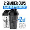 VELOMIX -2 PACK- upto 600ml Protein Shaker Bottle - 2x Wire Mixball for Lump-Free Shakes | Leak Proof Shaker for Protein Shakes | Protein Shake Bottle for Mixing Powdered Shakes | BPA-Free Shaker Cup view 2