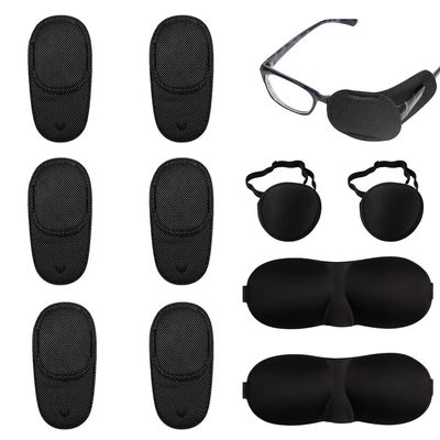 10Pcs Glasses Eye Patch Black Non-Woven Fabric Eye Patches Soft Adjustable Eye Patches for Lazy Eye Amblyopia Strabismus and Soft Sleep Mask for Women Men Zero Eye Pressure Sleeping