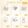 12Pcs Cupcake Toppers, Cake Toppers with Diamond Ring Bride, 3D Heart Wedding Dress Cupcake Topper for Bridal Shower Wedding Engagement Bachelorette Party Cake Decorations Supplies, Silver view 2