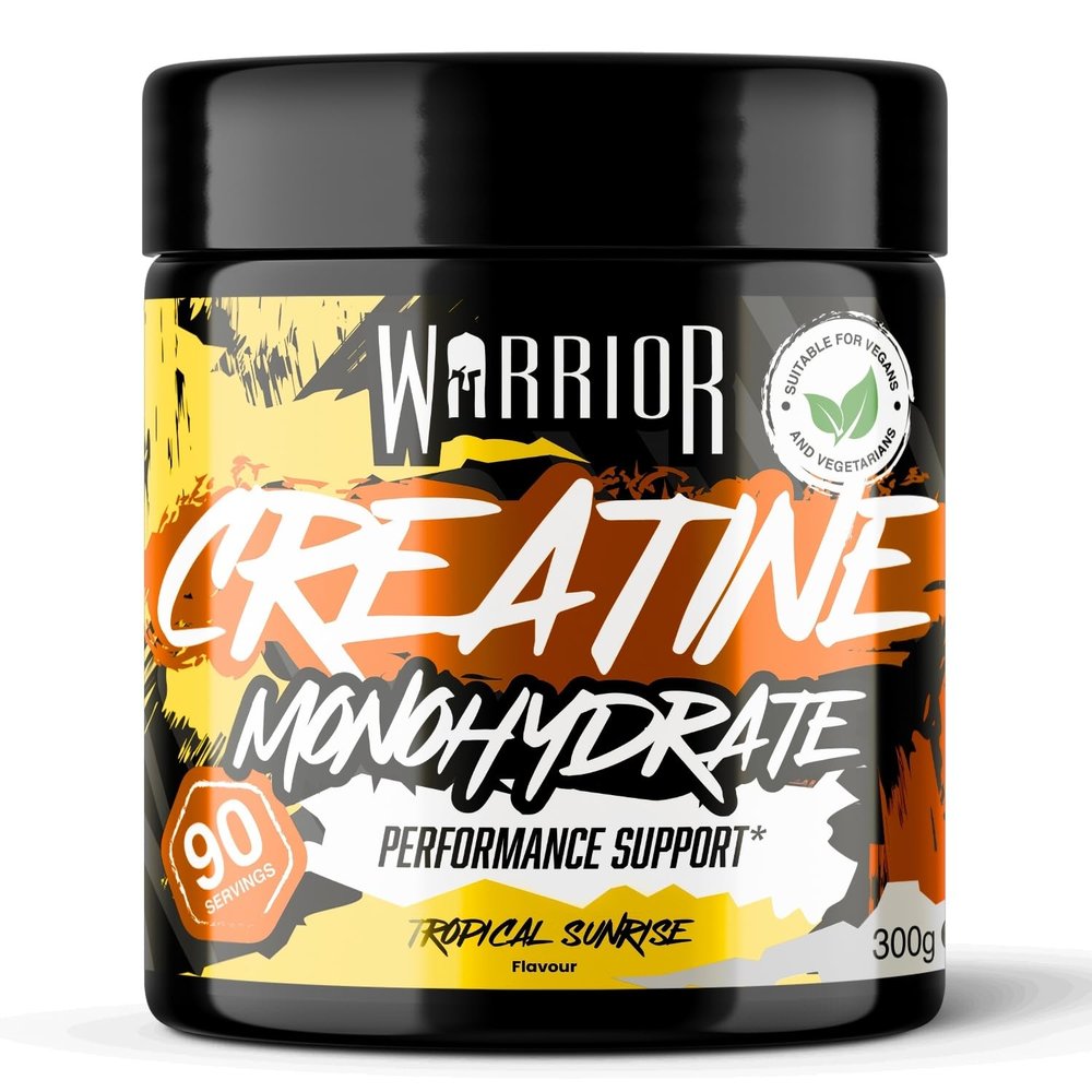 Warrior Creatine Monohydrate Powder 300g (90 Servings)  Pure Micronised Creatine Powder Supplement for Men & Women, Pre & Post Workout Strength, Muscle Growth & Recovery, Vegan  Tropical Sunrise