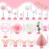 19/41/51 PCS Flower Boho Cake Toppers Pink Butterfly Happy Birthday Cake Topper for Wedding Baby Shower Party (Pink 52PCS) view 3