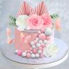 19/41/51 PCS Flower Boho Cake Toppers Pink Butterfly Happy Birthday Cake Topper for Wedding Baby Shower Party (Pink 52PCS) view 4