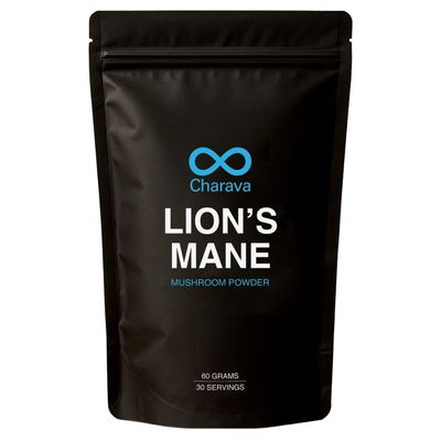 Charava Lion's Mane Mushroom Powder - 100% Organic - 2,000mg per Serving - Vegan & Non-GMO - High Strength - 60g - 30 Day Serving - Cognitive Function Support & Memory Booster - Adaptogens for Energy