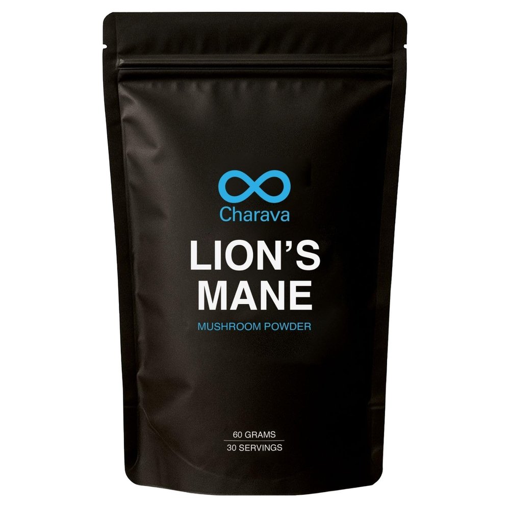 Charava Lion's Mane Mushroom Powder - 100% Organic - 2,000mg per Serving - Vegan & Non-GMO - High Strength - 60g - 30 Day Serving - Cognitive Function Support & Memory Booster - Adaptogens for Energy