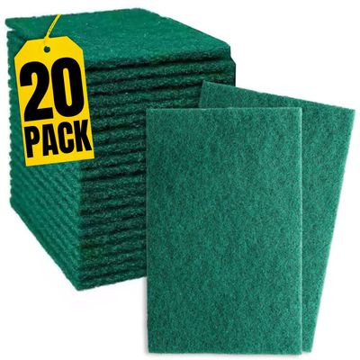 1InTheHome Medium Duty Scouring Pads, Dish Scrubber Pads, 3.5" x 3.5", Green, 20 Pack