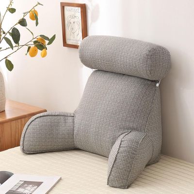 Reading pillow Premium Velvet Reading | Cushion Bean Bag Bed Seat Relax Pillow | Great For Back Arm Rest Lumbar Support | Comfy Lightweight And Durable Bean Bag Support Rest Pillow(Color:Light Grey,Si