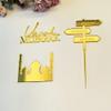 Umrah Mubarak Cake Topper Set - Jeddah/Makkah/Medina Signpost Cake Topper,Umrah Mubarak Charm Topper, Mosque Charm for Islamic Celebrations (Rose Gold Mirror) view 3