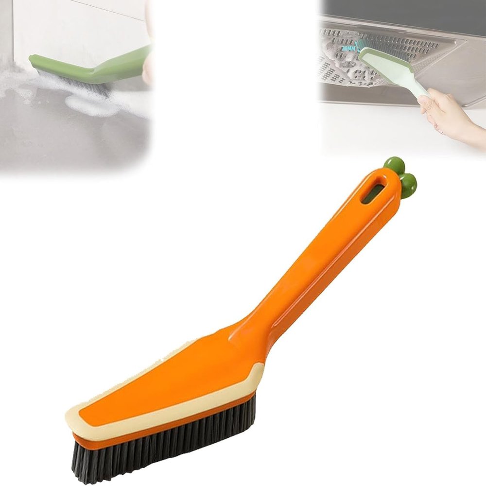 4 in 1 Crevice Cleaning Brush, Hard Bristle Crevice Cleaning Brush, Multipurpose Cleaning Brush Bathroom Shower Sink Scrub, Tight Spaces Cleaning Brush (Orange)