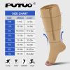 PUTUO Plus Size Compression Socks: Wide Calf Zip Flight Sock Women Men Extra Large Graduated Open Toe Support Stockings for Travel Beige 3XL 1Pairs view 2