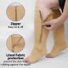 PUTUO Plus Size Compression Socks: Wide Calf Zip Flight Sock Women Men Extra Large Graduated Open Toe Support Stockings for Travel Beige 3XL 1Pairs view 4