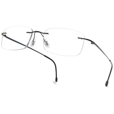 ABETOS Titanium Reading Glasses Women Men Rimless Ultralight Metal Blue Light Blocking Fashion Rectangular Computer Readers Eyeglasses, Black 2.5