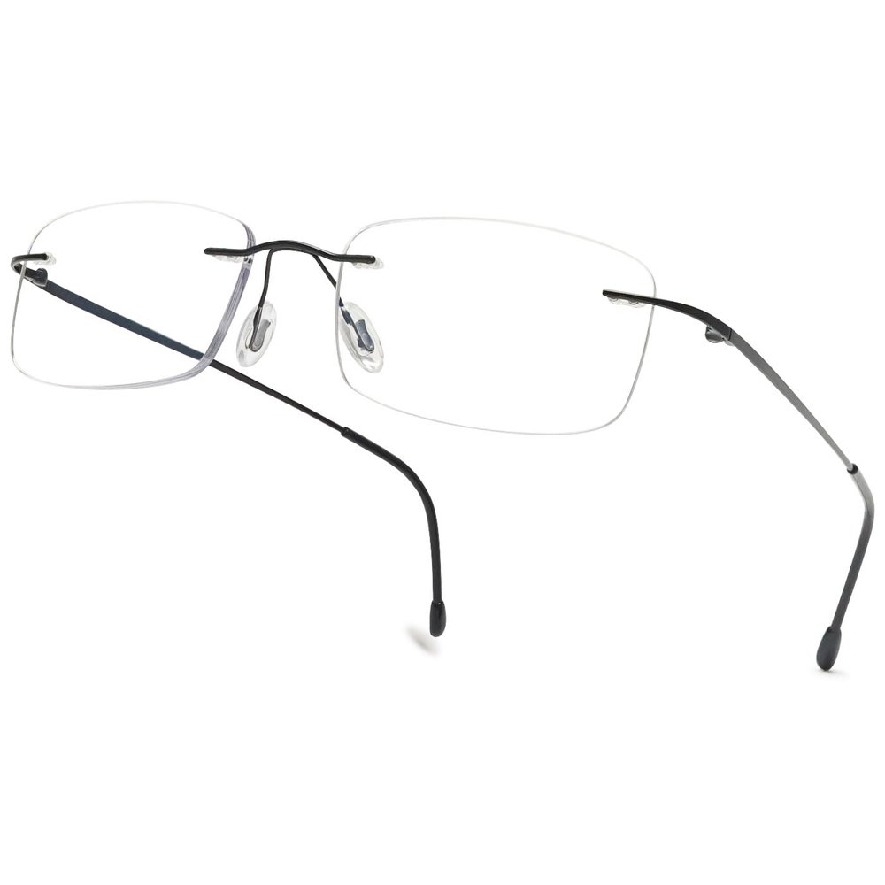ABETOS Titanium Reading Glasses Women Men Rimless Ultralight Metal Blue Light Blocking Fashion Rectangular Computer Readers Eyeglasses, Black 2.5