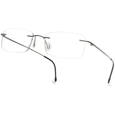 ABETOS Titanium Reading Glasses Women Men Rimless Ultralight Metal Blue Light Blocking Fashion Rectangular Computer Readers Eyeglasses, Grey 2.0