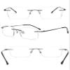 ABETOS Titanium Reading Glasses Women Men Rimless Ultralight Metal Blue Light Blocking Fashion Rectangular Computer Readers Eyeglasses, Grey 2.0 view 3