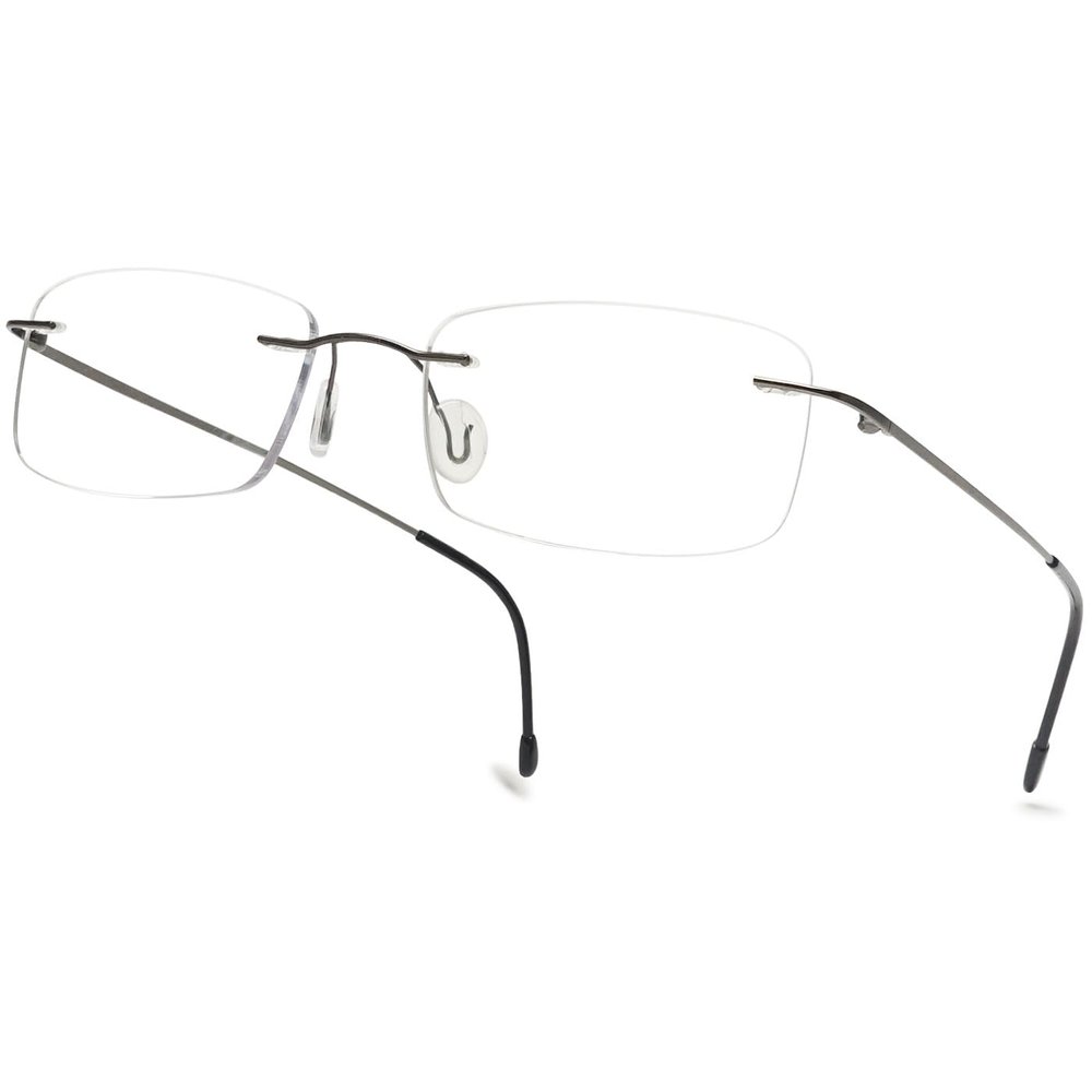 ABETOS Titanium Reading Glasses Women Men Rimless Ultralight Metal Blue Light Blocking Fashion Rectangular Computer Readers Eyeglasses, Grey 3.0