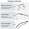 ABETOS Titanium Reading Glasses Women Men Rimless Ultralight Metal Blue Light Blocking Fashion Rectangular Computer Readers Eyeglasses, Grey 3.0 view 4