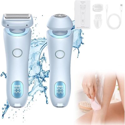 2 in 1 Fessional Hair Remover,Hair Remover,Rechargeable Lady Shavers,Painless Body Razors,Shaver Razors for Women, Wet & Dry for Shave Legs, Underarms, Face (Blue)
