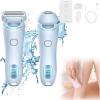 2 in 1 Fessional Hair Remover,Hair Remover,Rechargeable Lady Shavers,Painless Body Razors,Shaver Razors for Women, Wet & Dry for Shave Legs, Underarms, Face (Blue) view 1