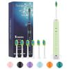 7AM2M Sonic Electric Toothbrush with 6 Brush Heads for Adults and Kids, One Charge for 90 Days, Wireless Fast Charge, 5 Modes with 2 Minutes Build in Smart Timer, Electric Toothbrushes(Light Green) view 1
