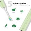 7AM2M Sonic Electric Toothbrush with 6 Brush Heads for Adults and Kids, One Charge for 90 Days, Wireless Fast Charge, 5 Modes with 2 Minutes Build in Smart Timer, Electric Toothbrushes(Light Green) view 3