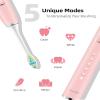 7AM2M Sonic Electric Toothbrush with 6 Brush Heads for Adults and Kids, One Charge for 90 Days, Wireless Fast Charge, 5 Modes with 2 Minutes Built in Smart Timer, Electric Toothbrushes (Pale Pink) view 3