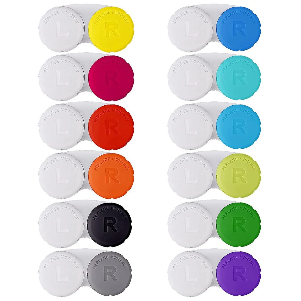 Booso 12PCS Colorful Contact Lens Case, Contact Lens Immersion Kit, Suitable for Outdoor Mini Contact Lens Case Screw Top