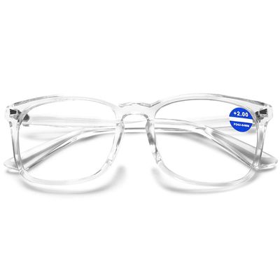 ABETOS Blue Light Blocking Reading Glasses Computer Readers Fashion Nerd Full Frame Eyeglasses Unisex for Women and Men Anti Eyestrain, Transparent 2.5