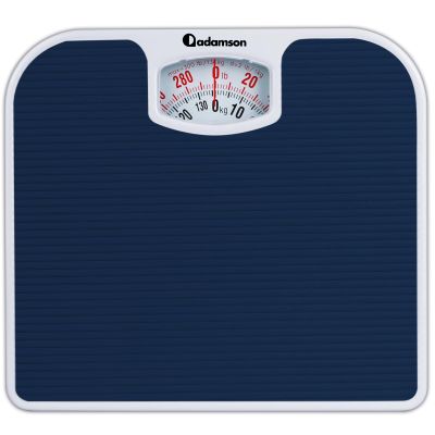 Adamson A21 Analog Scales for Body Weight - Up to 300 LB - New - Anti-Skid Rubber Surface - Large Numbers - Analog Bathroom Scale - Affordable - Durable with 20-Year Assurance - Blue