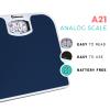 Adamson A21 Analog Scales for Body Weight - Up to 300 LB - New - Anti-Skid Rubber Surface - Large Numbers - Analog Bathroom Scale - Affordable - Durable with 20-Year Assurance - Blue view 2