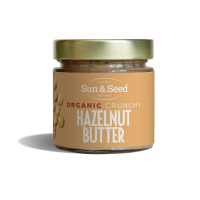 Organic Crunchy Hazelnut Butter by Sun & Seed - 200g - Crunchy Nut Butter - Plant Based - High in Fibre - 100% Organic Hazelnuts - Palm Oil Free - Vegan Butter