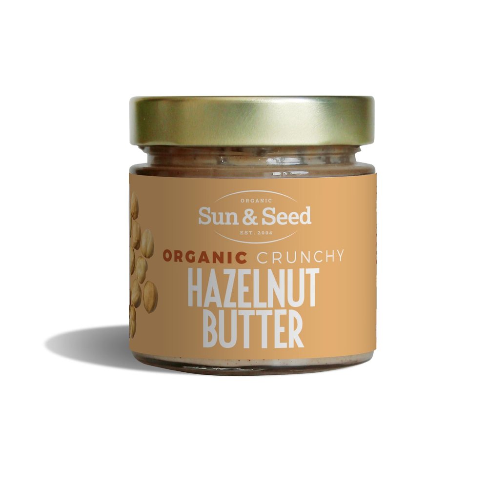 Organic Crunchy Hazelnut Butter by Sun & Seed - 200g - Crunchy Nut Butter - Plant Based - High in Fibre - 100% Organic Hazelnuts - Palm Oil Free - Vegan Butter