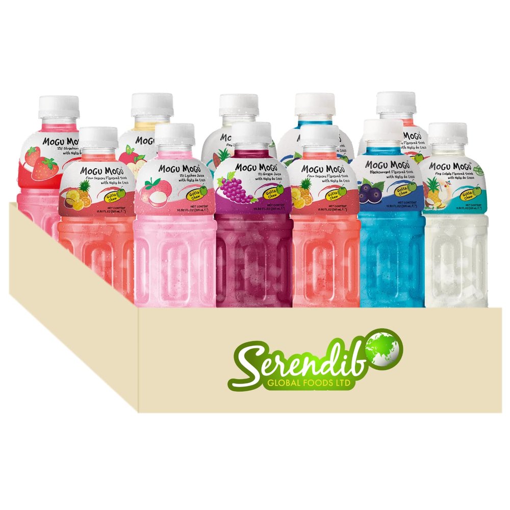 MOGU MOGU Real Fruit Juice with Nata De Coco 320ml | Random Flavours | Variety Pack | Refreshing and Enjoyable Experience (12 Bottles)
