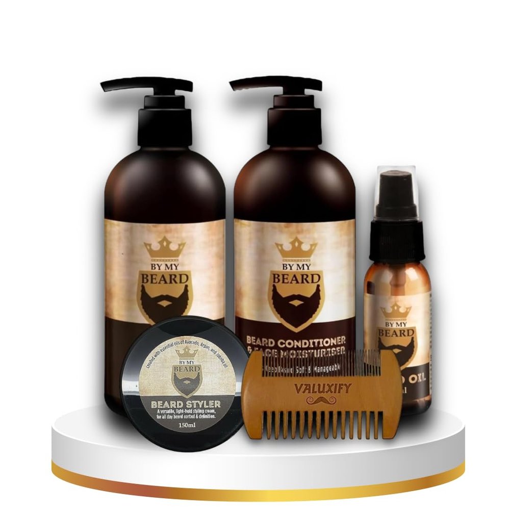 Beard Kit for Men Grooming | Beard Shampoo | Beard Conditioner | Beard Styler | Beard Oil | Wooden Beard Comb | Beard Grooming Kit for Men Gift | Ultimate Beard Kit Set