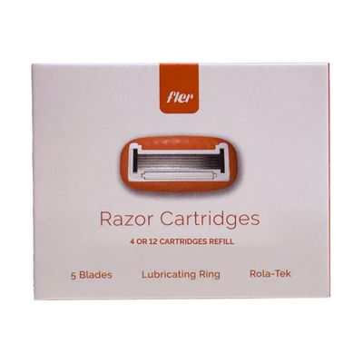 Fler - Razor Blades 5 Blades, Replacement Blades for Women, Replacement Heads for Hair Removal with Aloe Vera, Vitamin E and Jojoba Oil (Pack of 12)