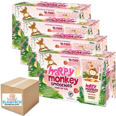 Happy Monkey Strawberry & Banana Smoothies, 4 x 10 x 180ml Sold by Slamtech