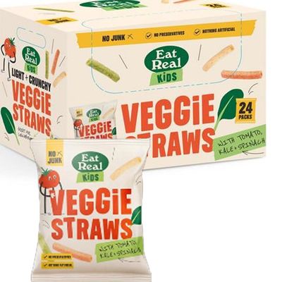 Eatt Real Veggie Straws 20g - with Spinach Kale and Tomatoes (24 Packs(Full Box))