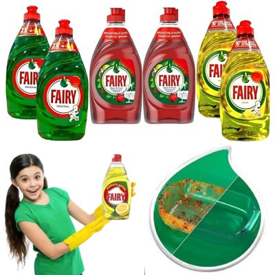 SIZI LTD 6-Pack 320ml Washing Up Liquid Fast Acting Formula for Sparkling Clean Dishes Set Original Pomegranate Lemon Dish Clean Detergent