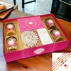Ghasitaram Gifts Jaiccha Rakhi Gifts for Brothers-Big Hamper Tray of Kaju Katlis, Milk Cake, Crunchy Cashew, Flavour Raisins, Choco Almonds, and Pistachios with 5 rakhis view 1