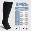 ZFSOCK Plus Size Compression Socks: Wide Calf Graduated Pressure Support Stockings Men Women Open Toe Toeless Zipper Extra Large Flight Socks for Swollen Legs Travel 1 Pair Black LXL view 3