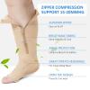ZFSOCK Plus Size Compression Socks: Wide Calf Graduated Pressure Support Stockings Men Women Open Toe Toeless Zipper Extra Large Flight Socks for Swollen Legs Travel 1 Pair Beige 3XL view 2