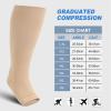 ZFSOCK Plus Size Compression Socks: Wide Calf Graduated Pressure Support Stockings Men Women Open Toe Toeless Zipper Extra Large Flight Socks for Swollen Legs Travel 1 Pair Beige 3XL view 3