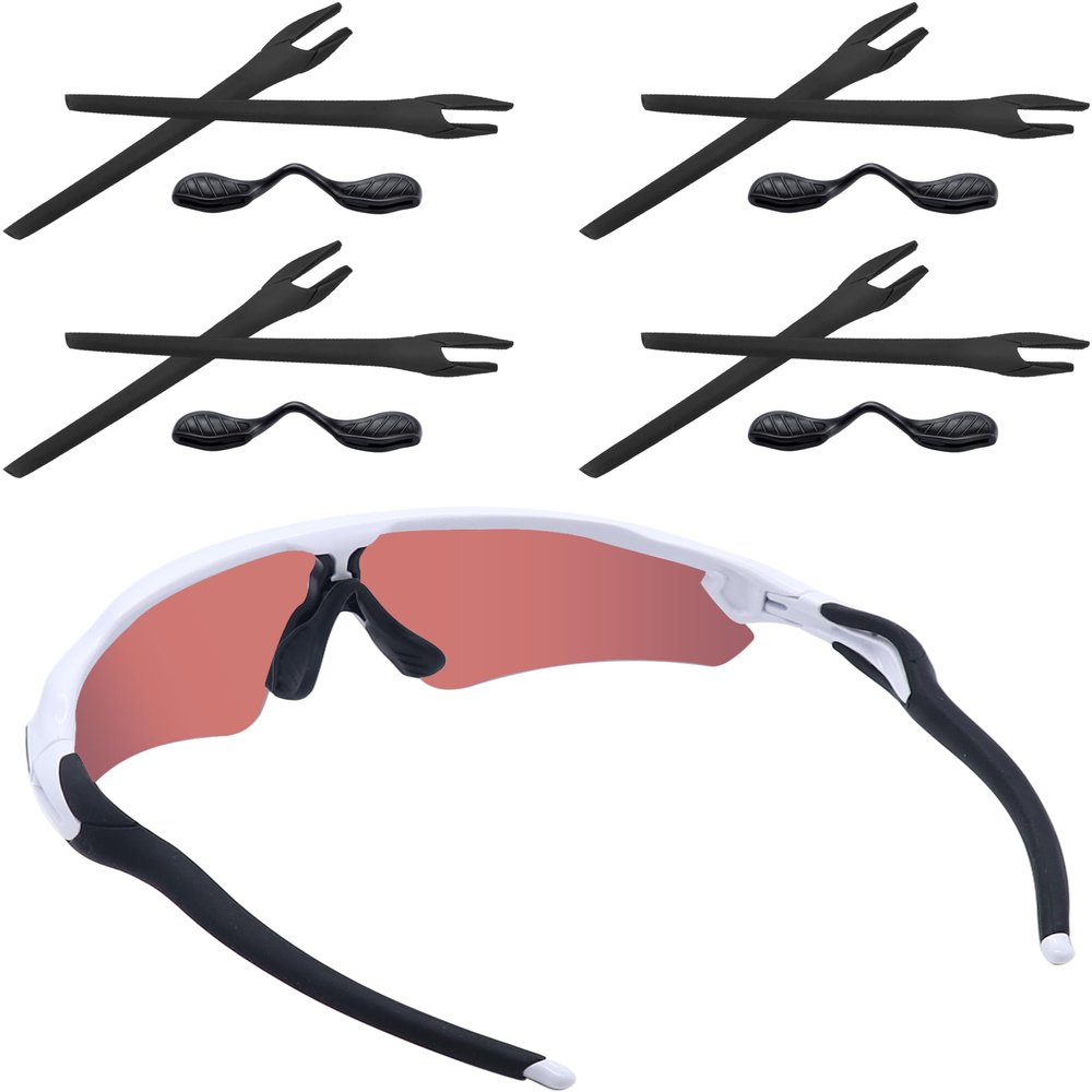 Acefrog 4 Pairs Upgraded Replacement Earsocks Nose Pads Kit for Oakley Radar EV Path OO9208, Radar EV Pitch OO9211, Radar EV Advancer OO9442, Radar EV Path Asian Fit Sunglasses, Perfectly Fit, Black