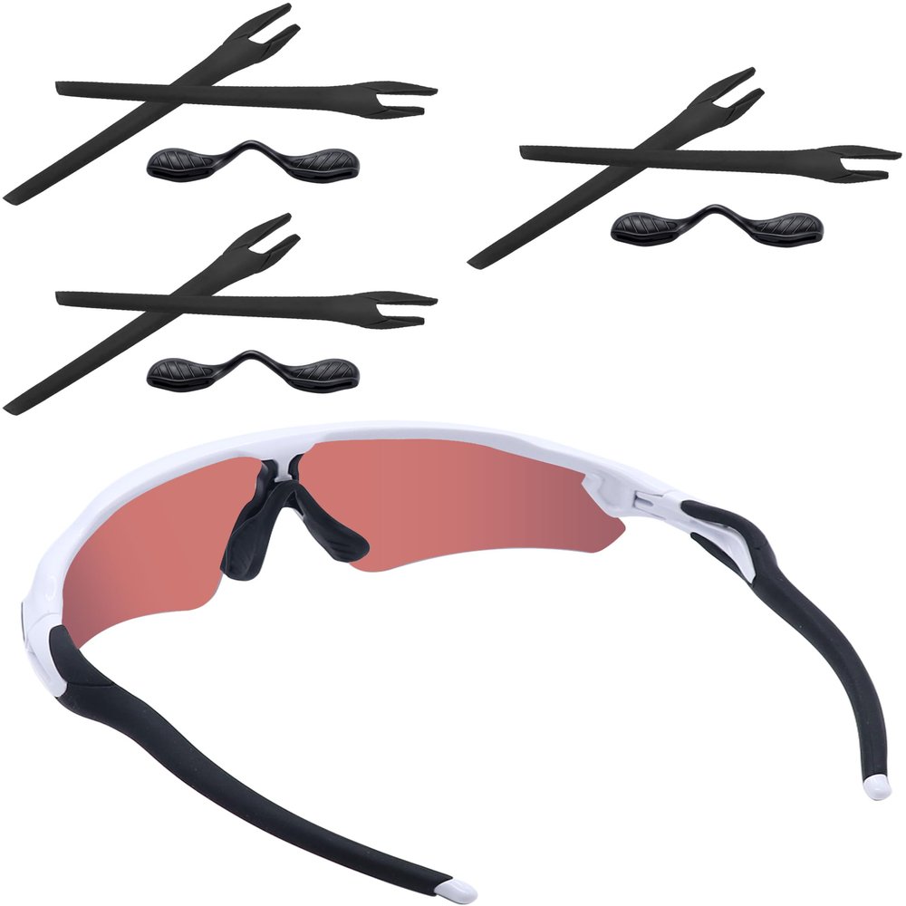 Acefrog 3 Pairs Upgraded Replacement Earsocks Nose Pads Kit for Oakley Radar EV Path OO9208, Radar EV Pitch OO9211, Radar EV Advancer OO9442, Radar EV Path Asian Fit Sunglasses, Perfectly Fit, Black