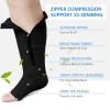 ZFSOCK Plus Size Compression Socks: Wide Calf Graduated Pressure Support Stockings Men Women Open Toe Toeless Zipper Extra Large Flight Socks for Swollen Legs Travel 1 Pair Black 4XL view 2