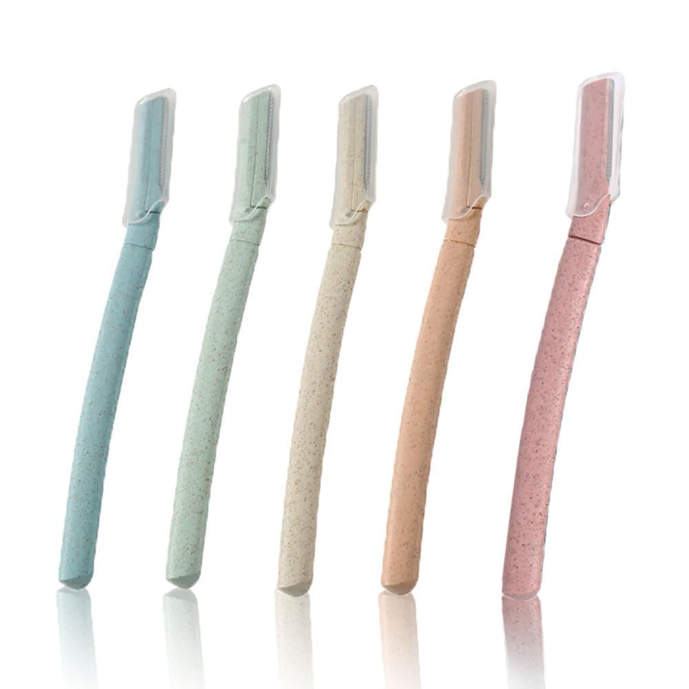 5 Pcs Eyebrow Razor - Facial Hair Remover Shaver - Smooth Razor Blades - Eyebrow Trimmer Protective Net Eyebrow Shaver with Precision Cover for Women and Men(5 Colors)